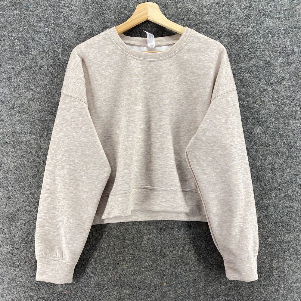 Yoga Licious Sweatshirt Women L Large Beige Crew Neck Long Sleeve Pullover